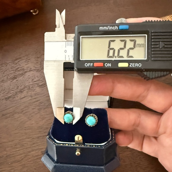 Natural Arizona Turquoise Solid Sterling Silver Stud Earrings - Picture 5 of 9